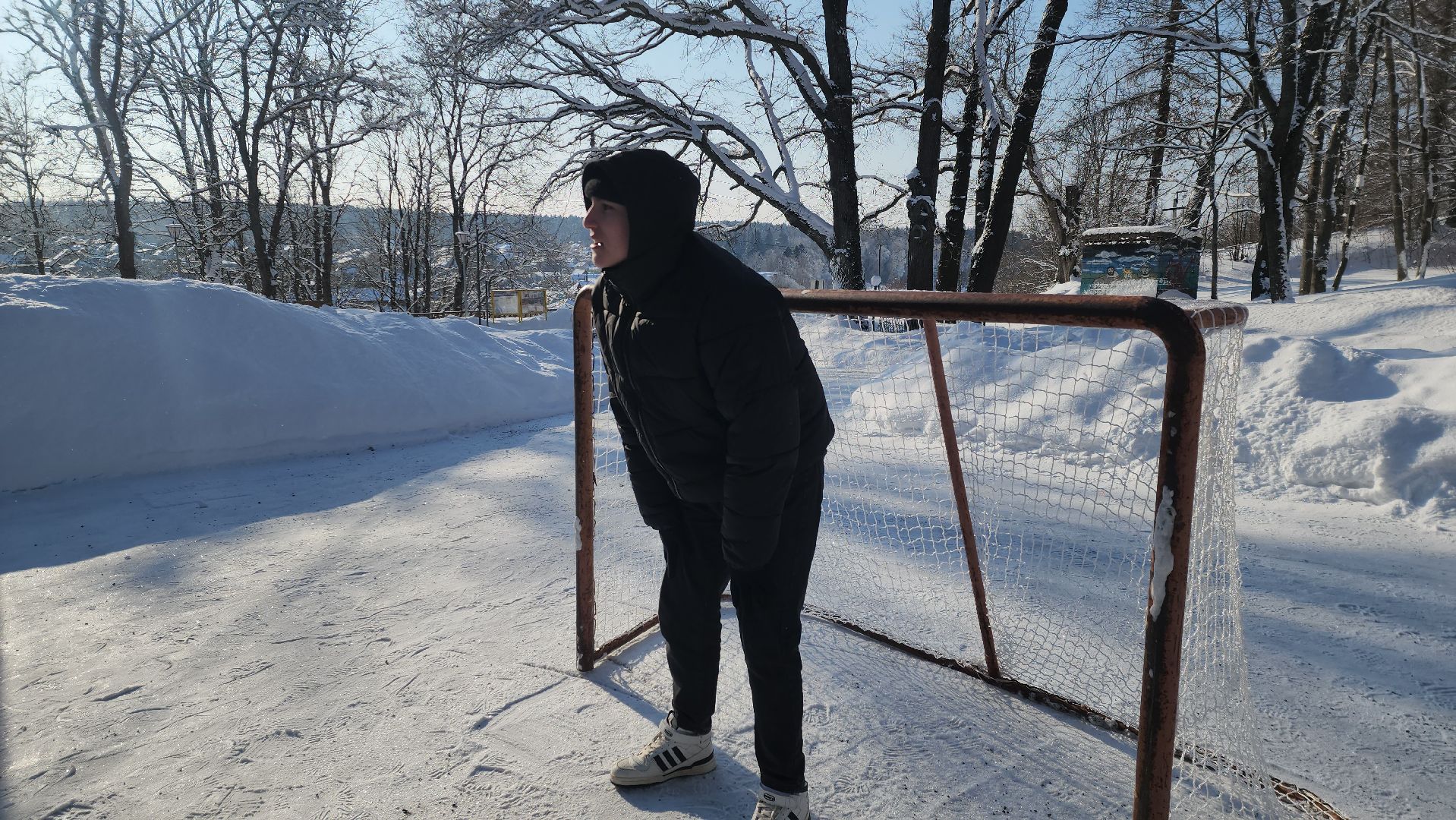 зима в парках, зима в Рузе, футбол, зима в подмомсковье, зима 2024, руза, рузский городской округ,