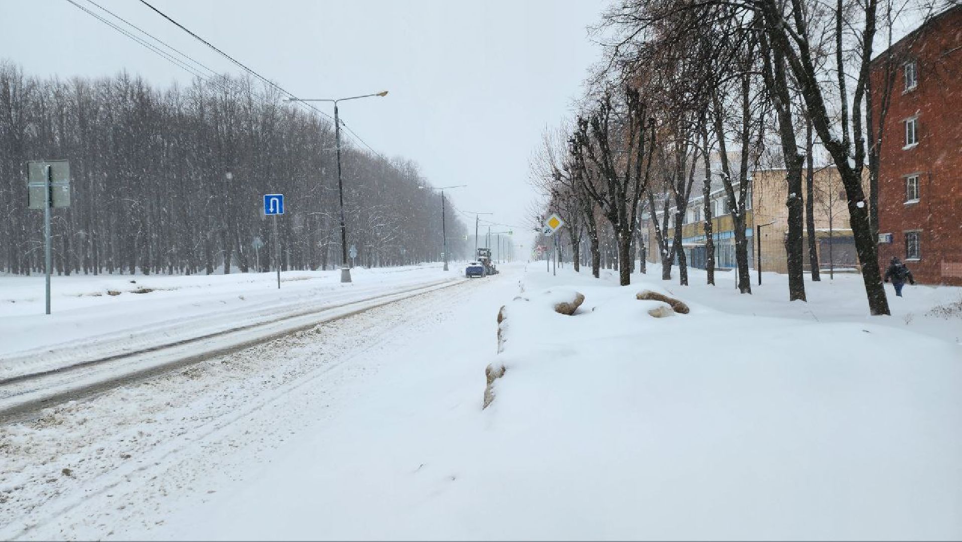 пущино, благоустойство, снег, снегопад, автомобили,