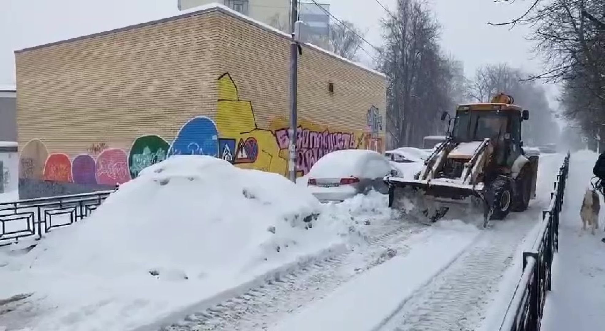 Ленинский, дороги, тротуары, снегопад, дворники,