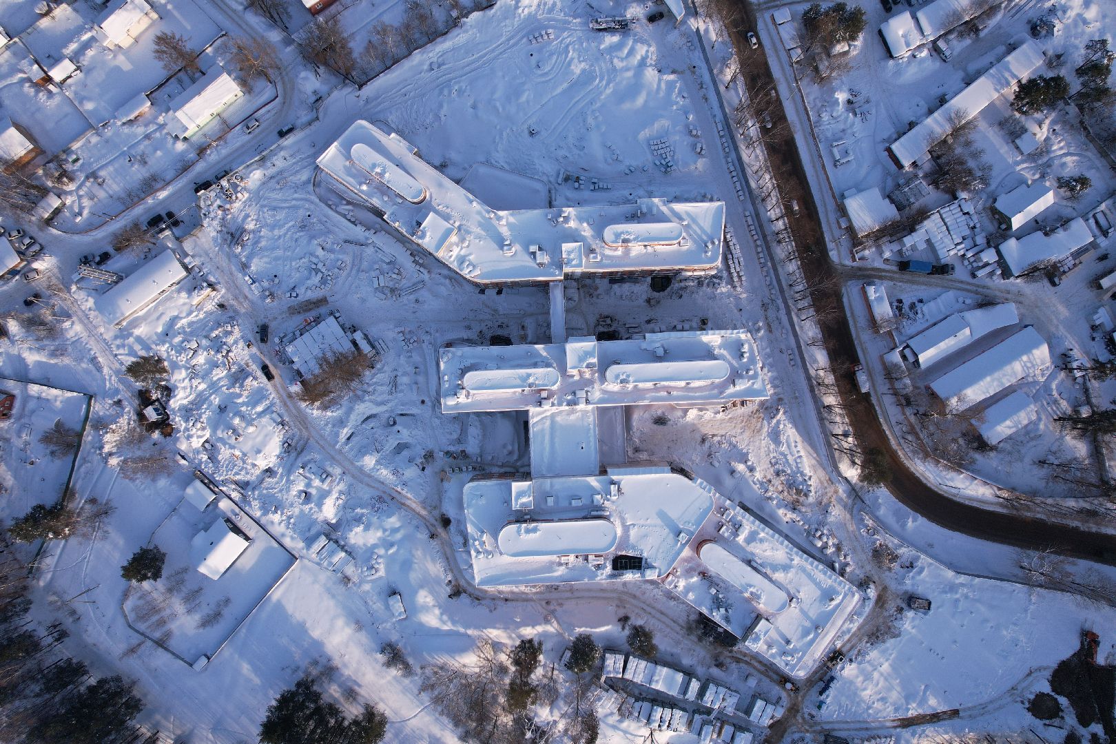 видео с коптера, больница,