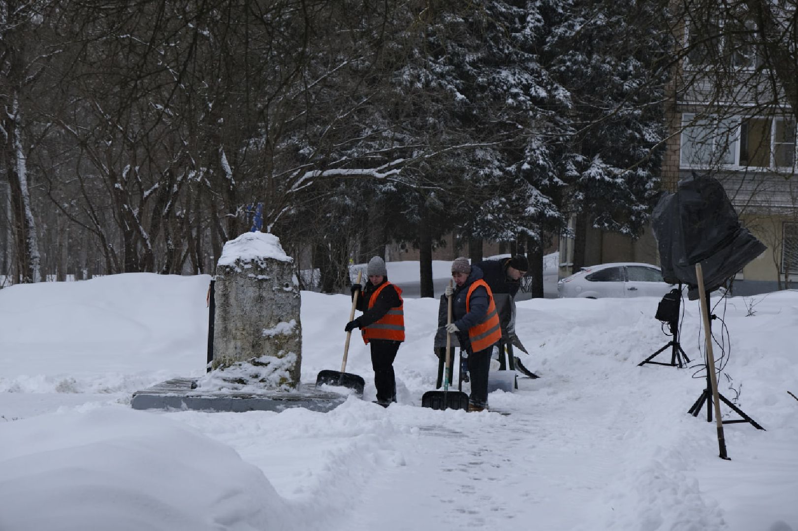 пущино, благоустройство, уборка снега, снегопад, снег, жкх,