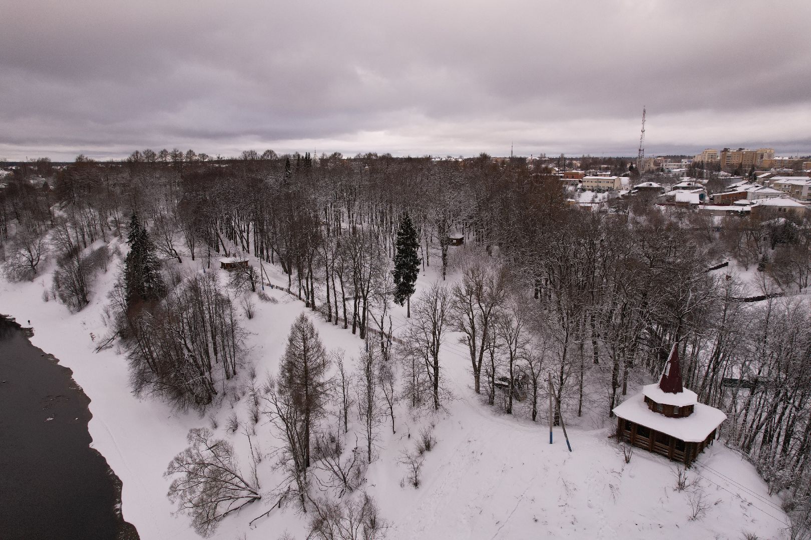 видео с коптера, руза, парк, благоустройство,