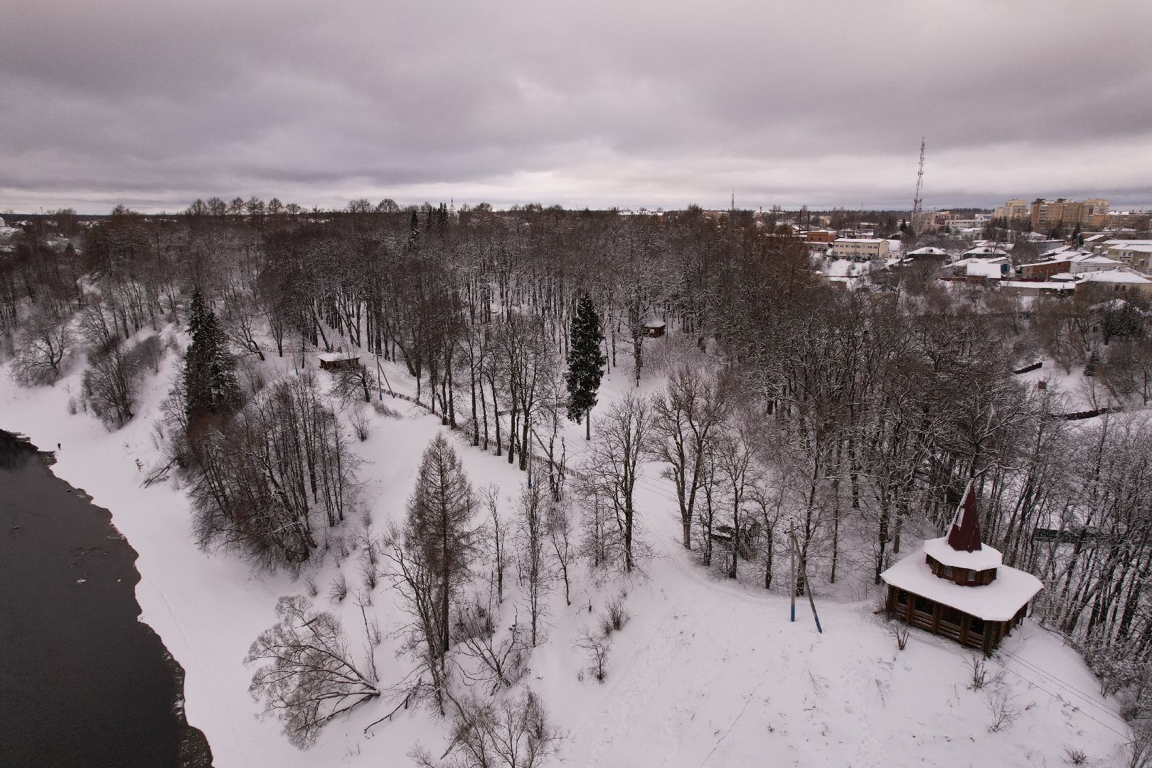 видео с коптера, руза, парк, благоустройство,