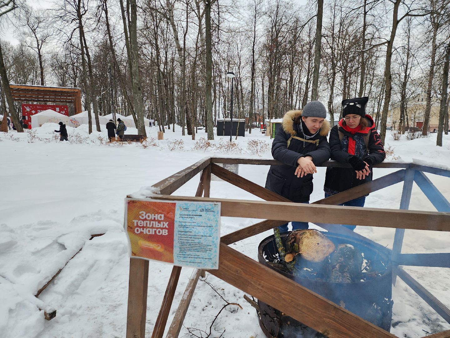 серпухов, подмосковье, очаги в парке, парк имени олега степанова, зима в подмосковье,