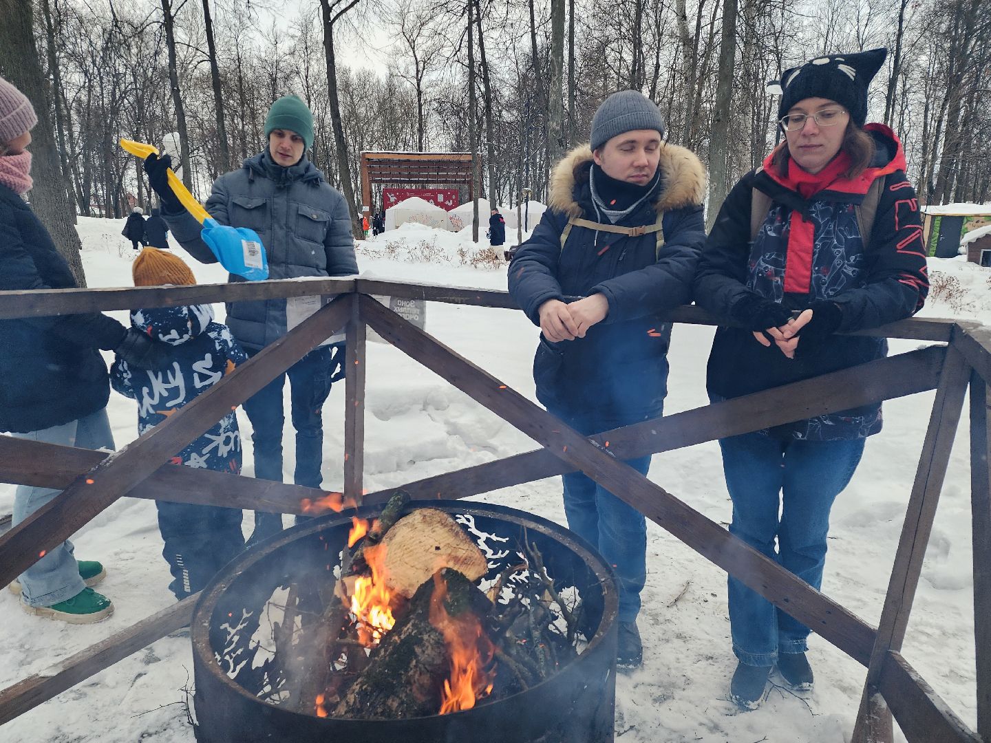 серпухов, подмосковье, очаги в парке, парк имени олега степанова, зима в подмосковье,