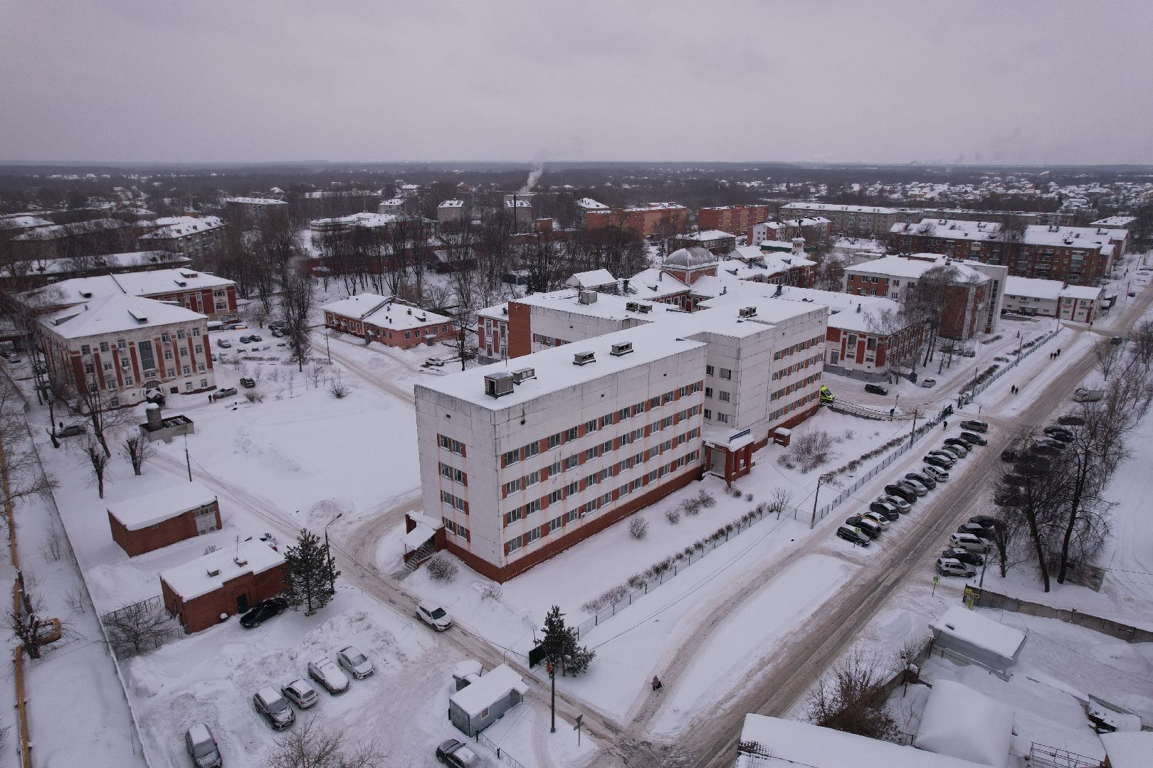 видео с коптера, больница,