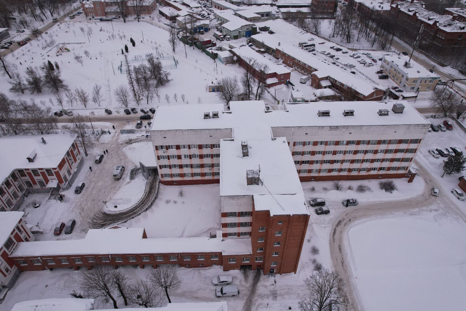 видео с коптера, больница,