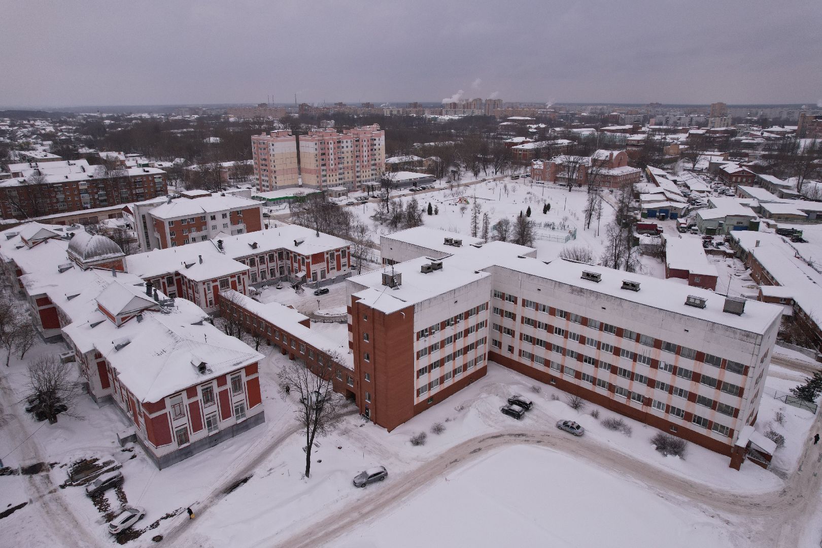 видео с коптера, больница,