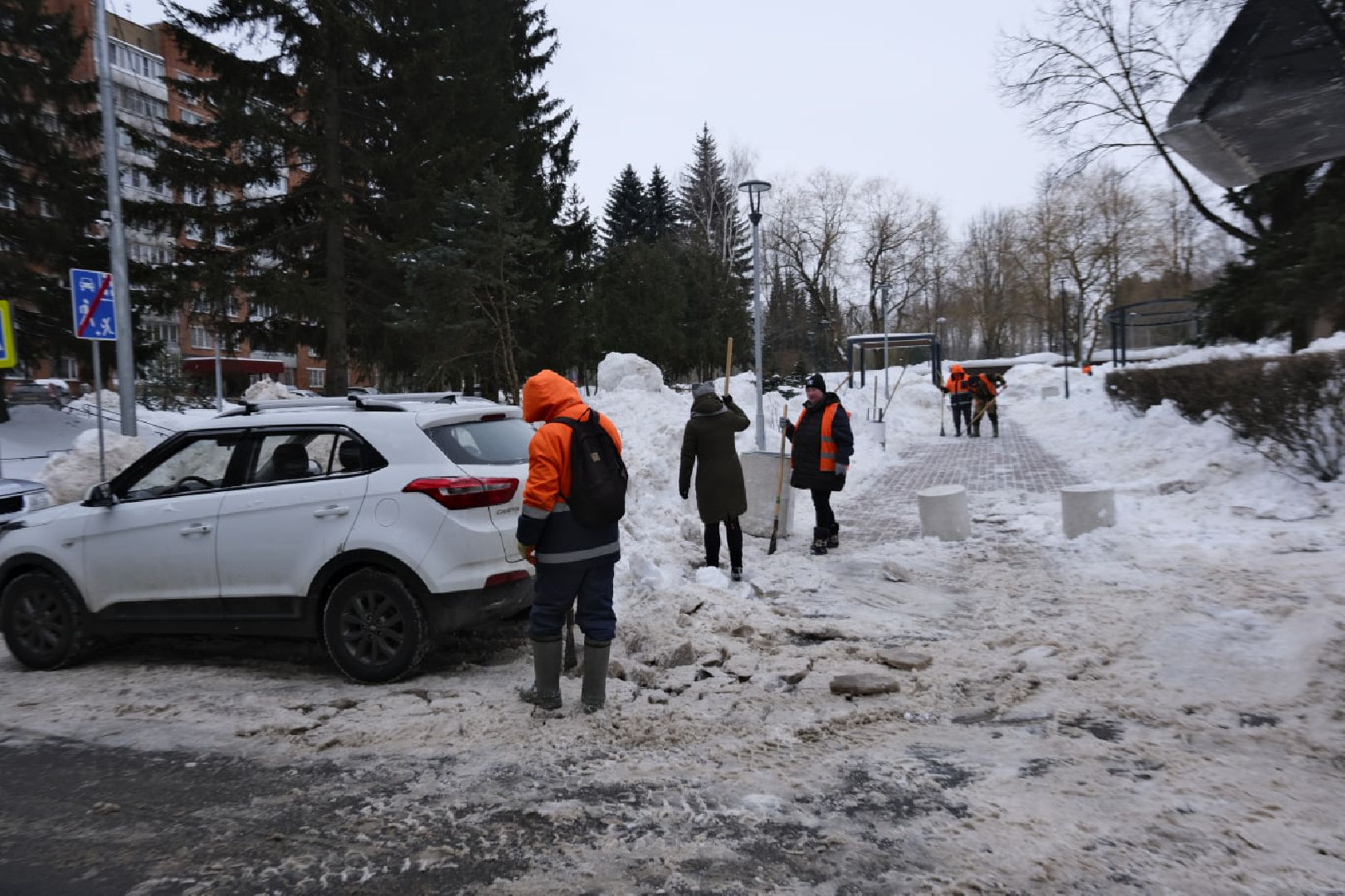 пущино, уборка снега,