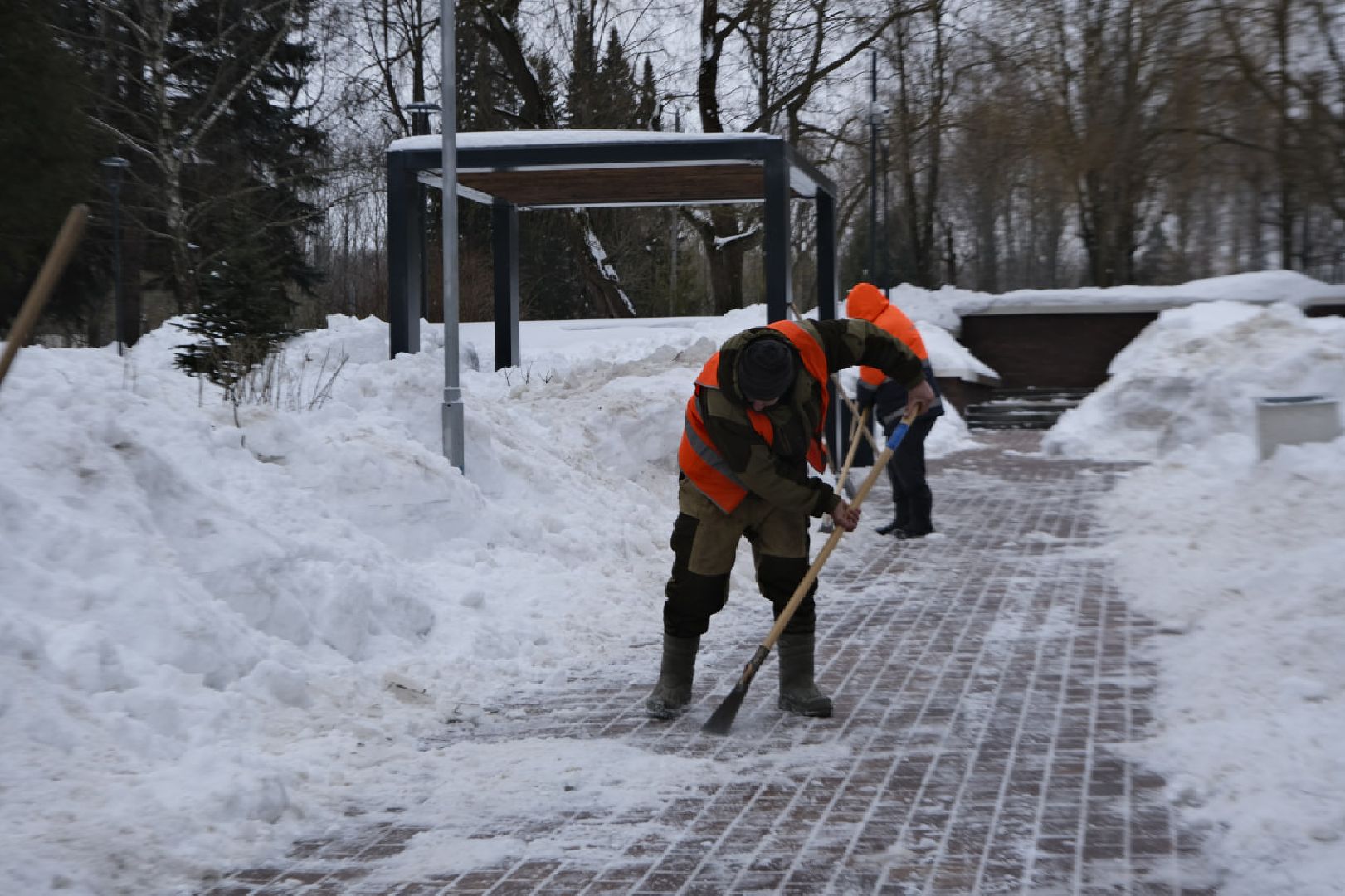 пущино, уборка снега,