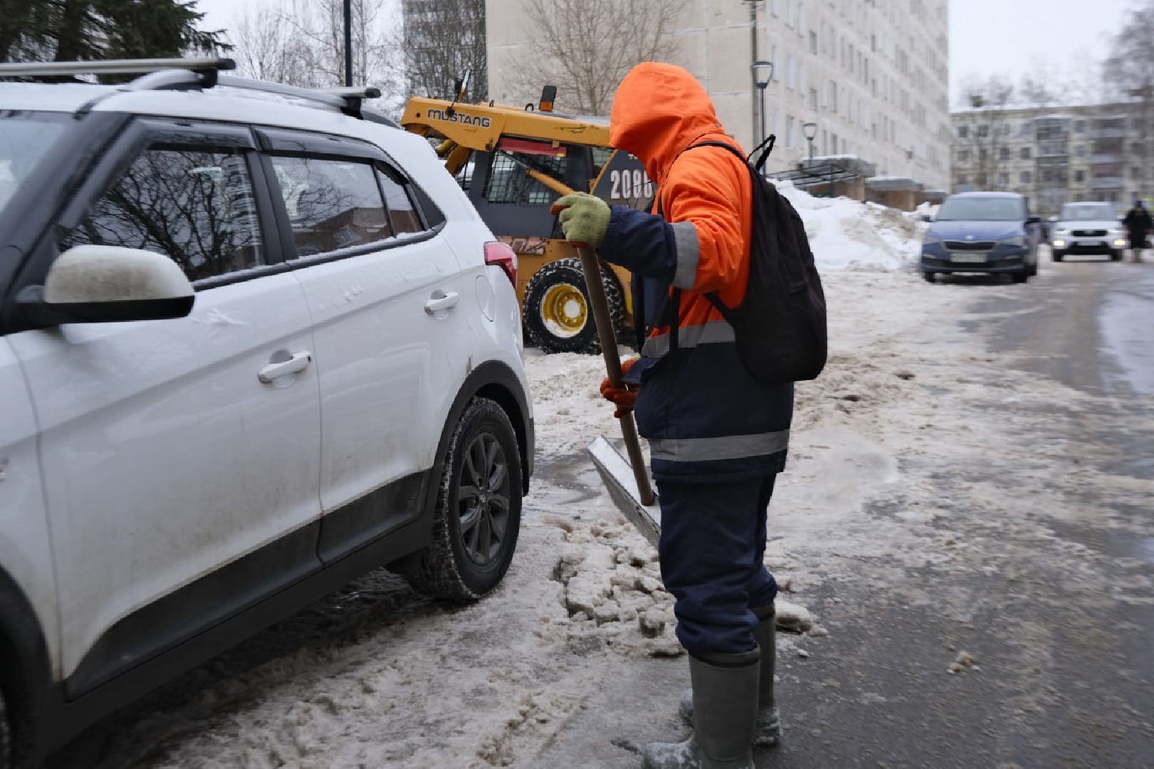 пущино, уборка снега,