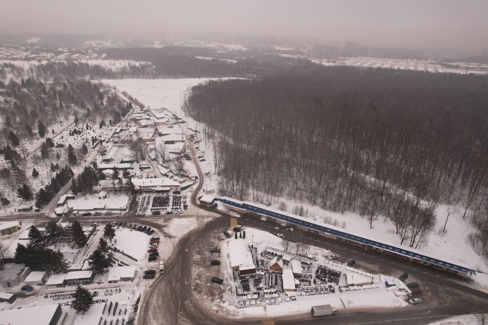 видео с коптера, дорога, путилково,