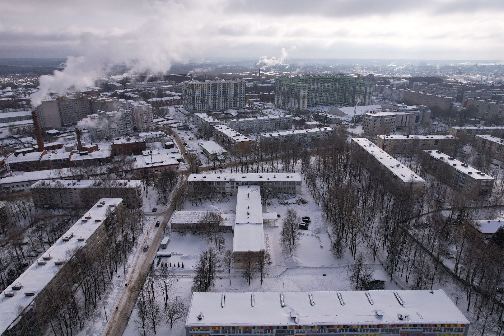 видео с коптера, школа,