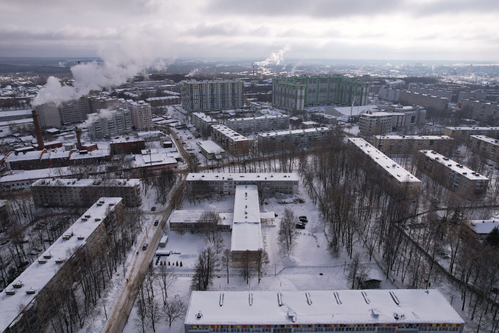 видео с коптера, школа,