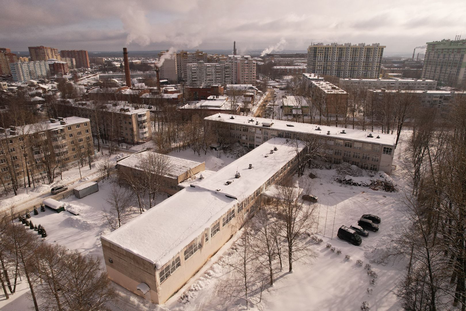 видео с коптера, школа,