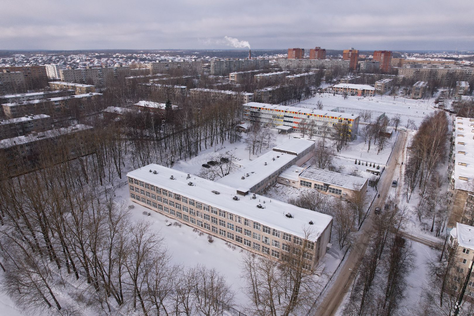 видео с коптера, школа,