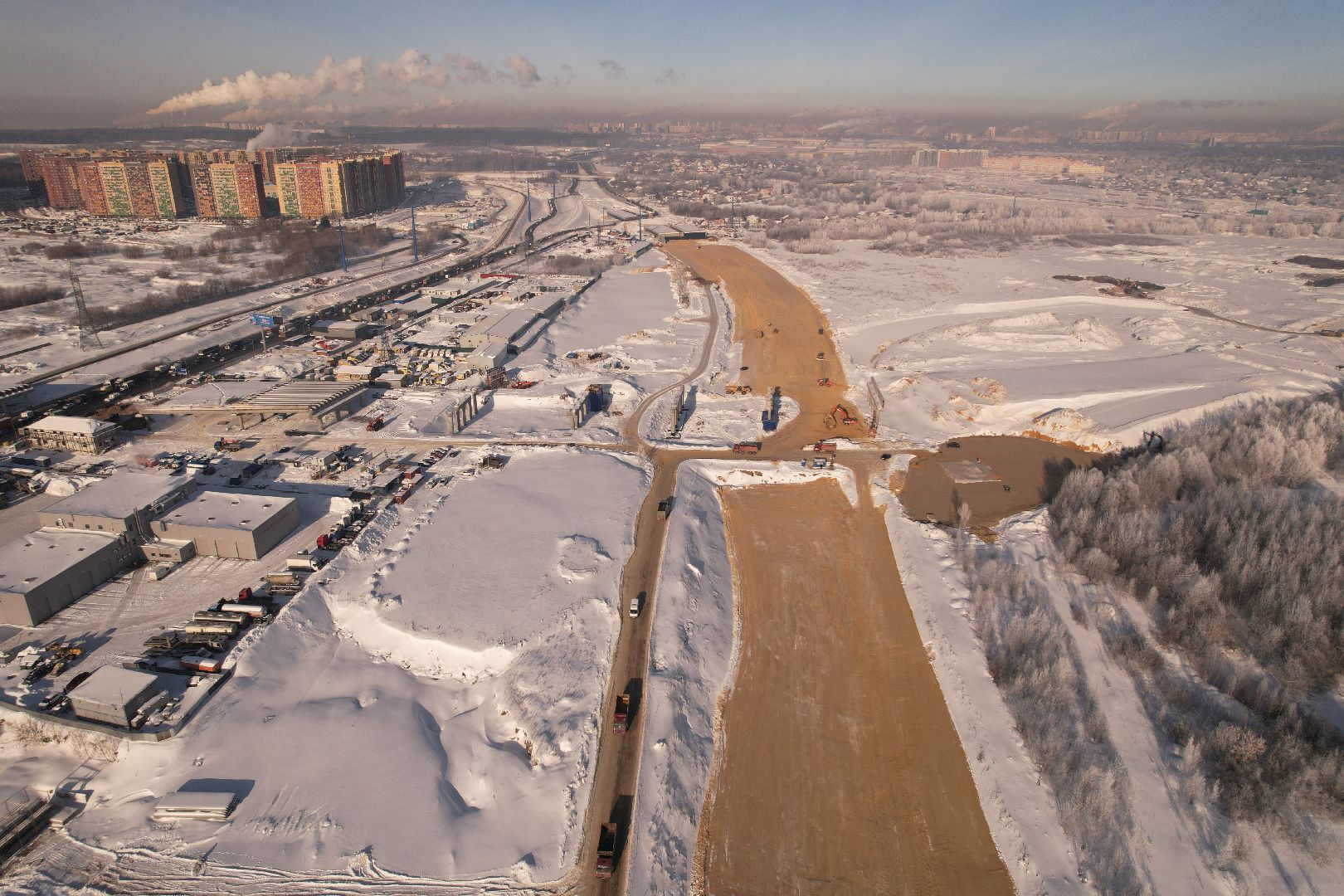 видео с коптера, люберцы, строительство, дороги,