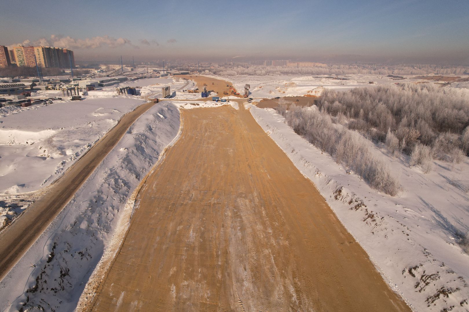 видео с коптера, люберцы, строительство, дороги,