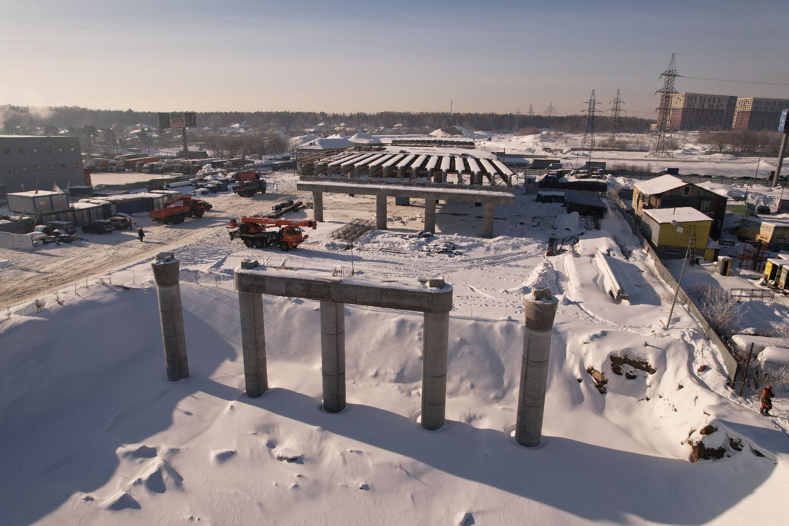 видео с коптера, люберцы, строительство, дороги,