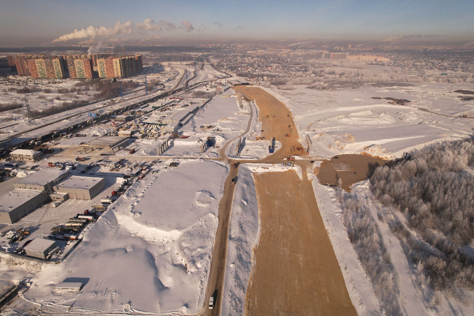 видео с коптера, люберцы, строительство, дороги,