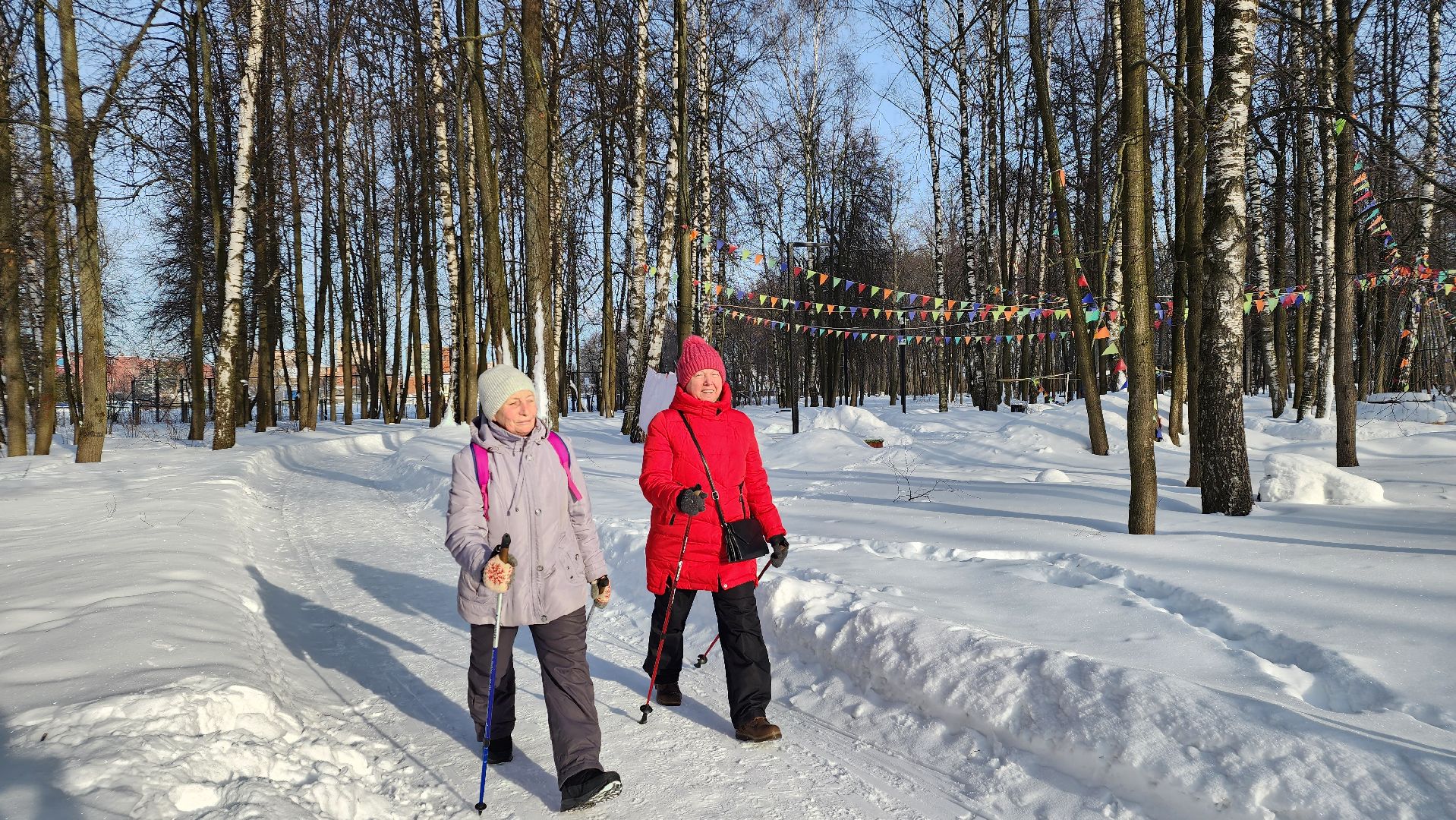 активное долголетие, лыжня в парке, спорт, Лосино-Петровский,