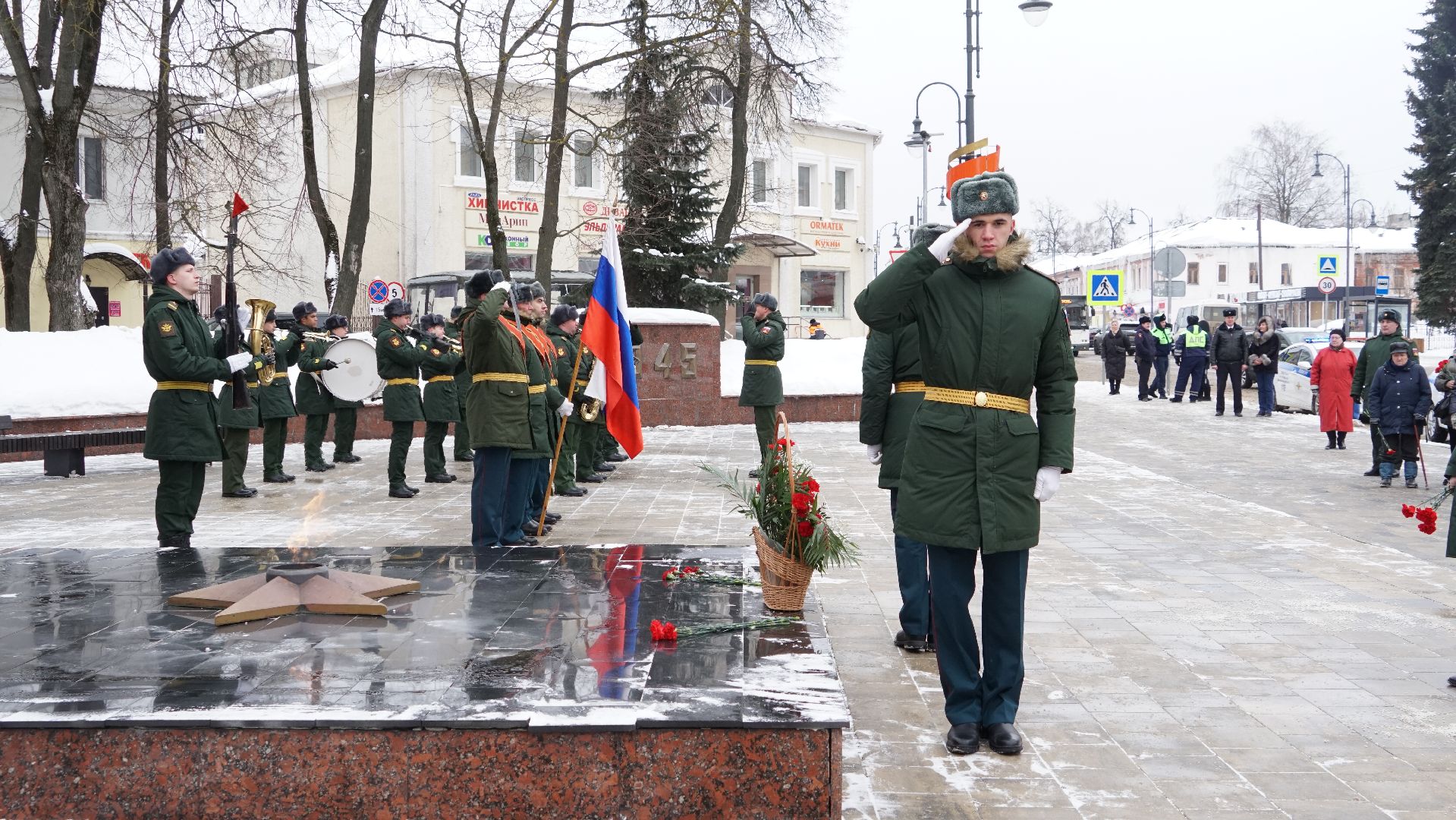 Егорьевск, Митинг, день защитника отечества, памятник, вечный огонь, солдат,