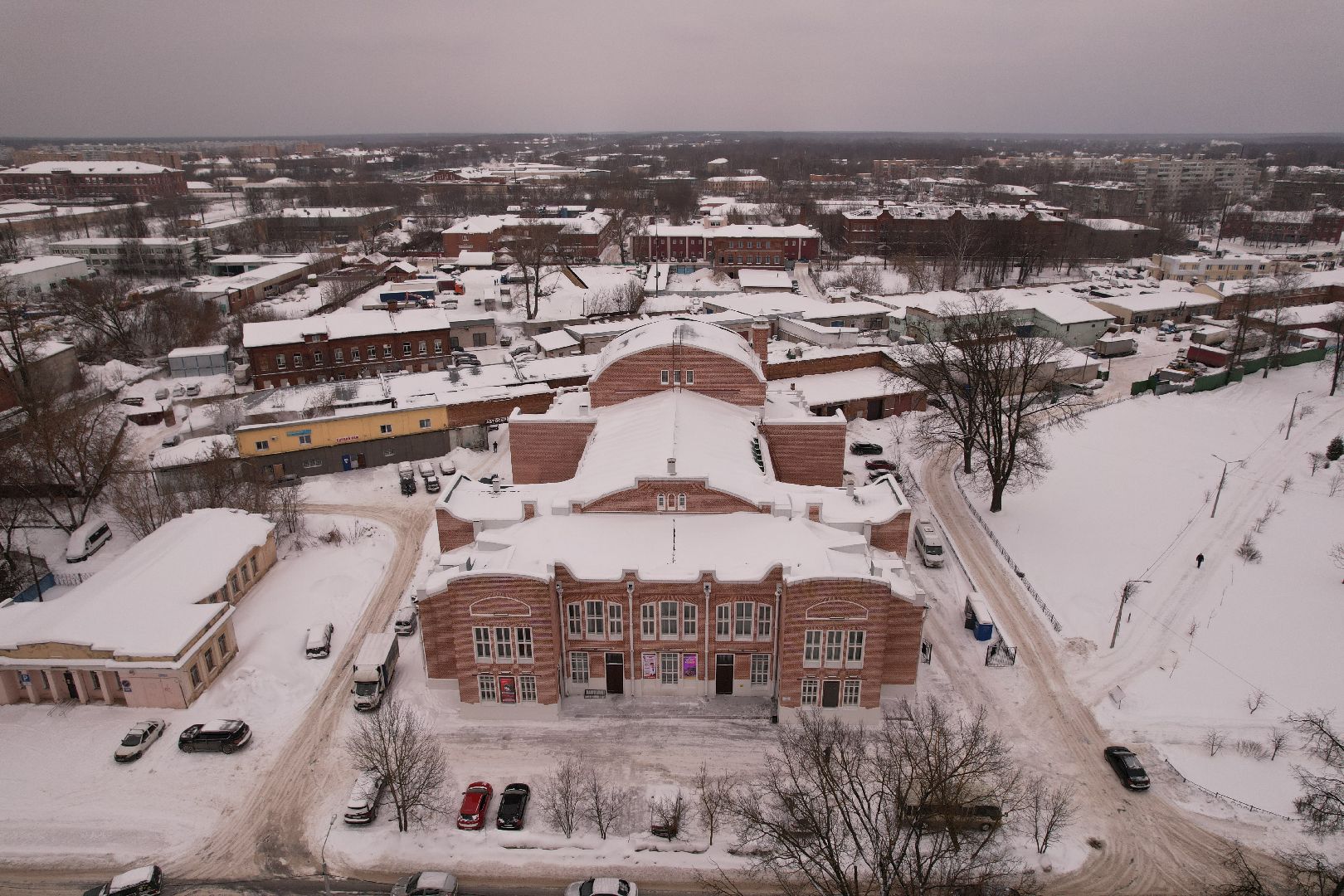 видео с коптера, зимний театр, дк,