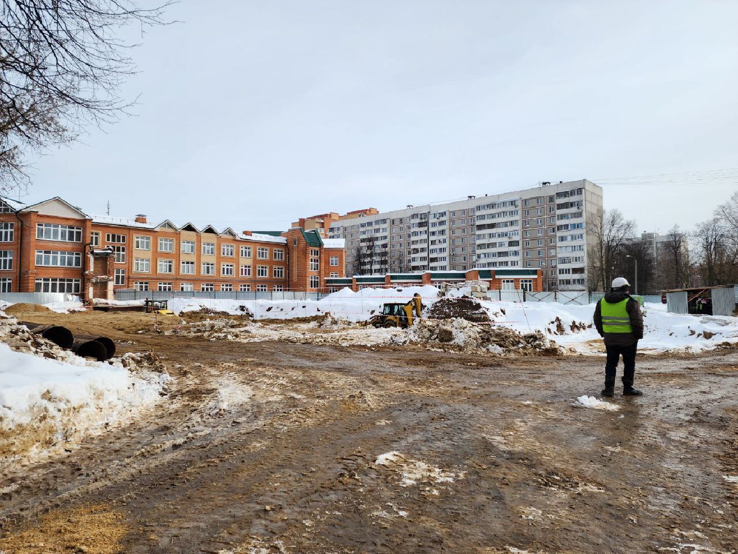 чехов, строительство, школа, прораб, стройка,