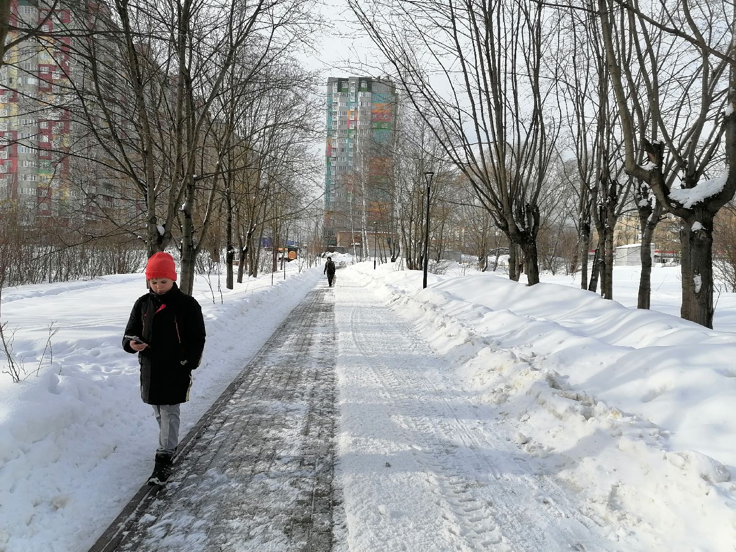 Сквер, уборка города, снег, Очистка,