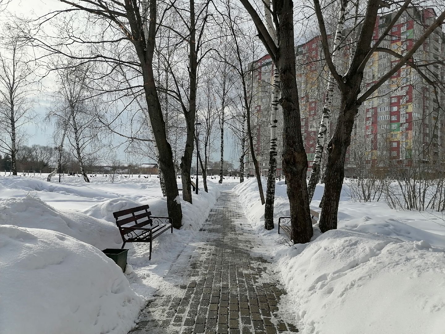 Сквер, уборка города, снег, Очистка,