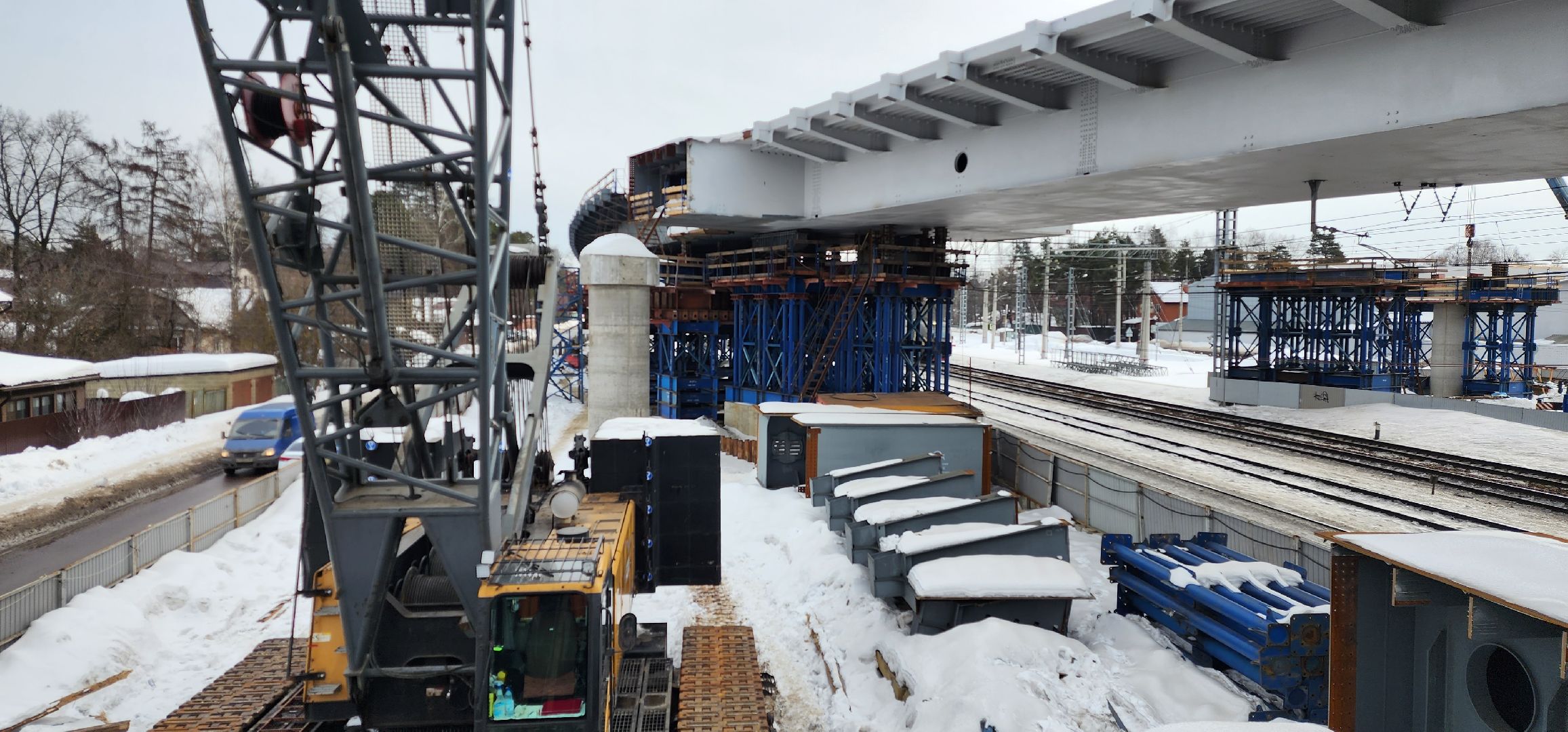 раменское, строительство, путепровод через железную дорогу между станциями быково и удельная,