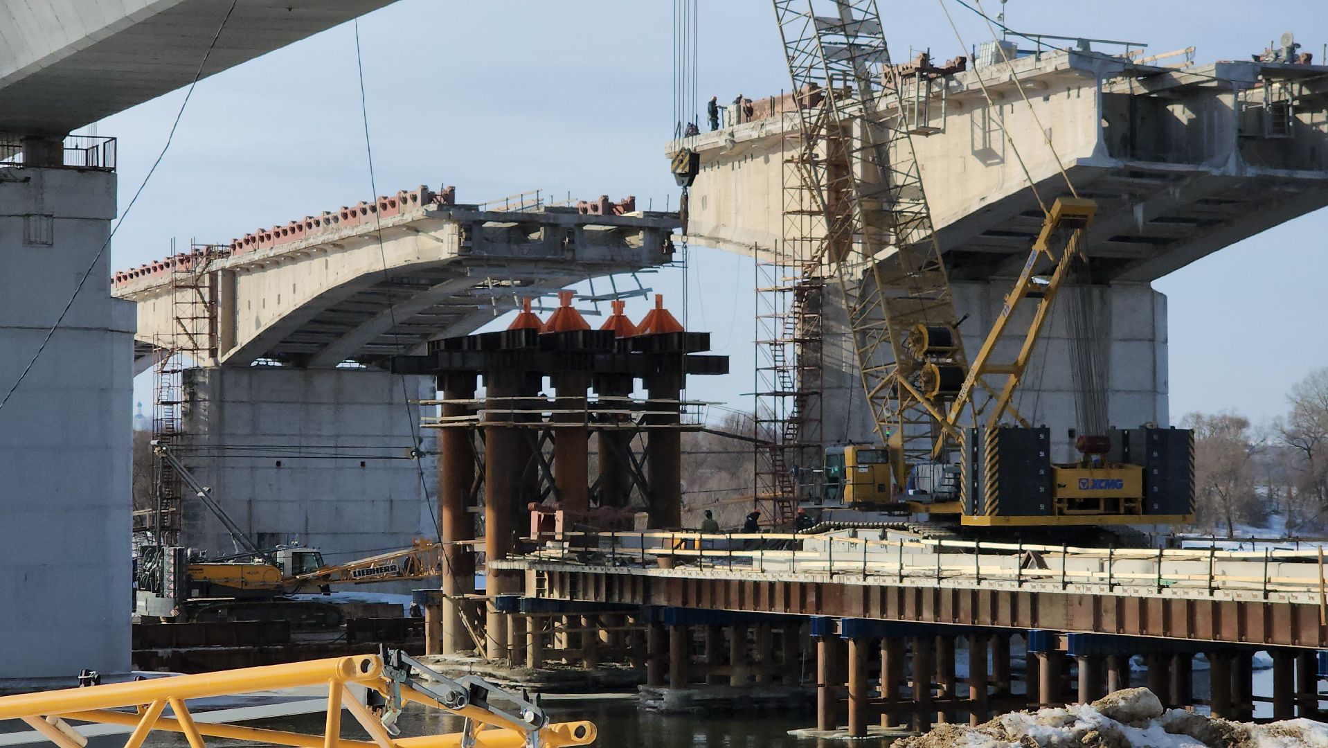 серпухов, федеральная трасса М2, река ока, мост через оку, строительство моста,