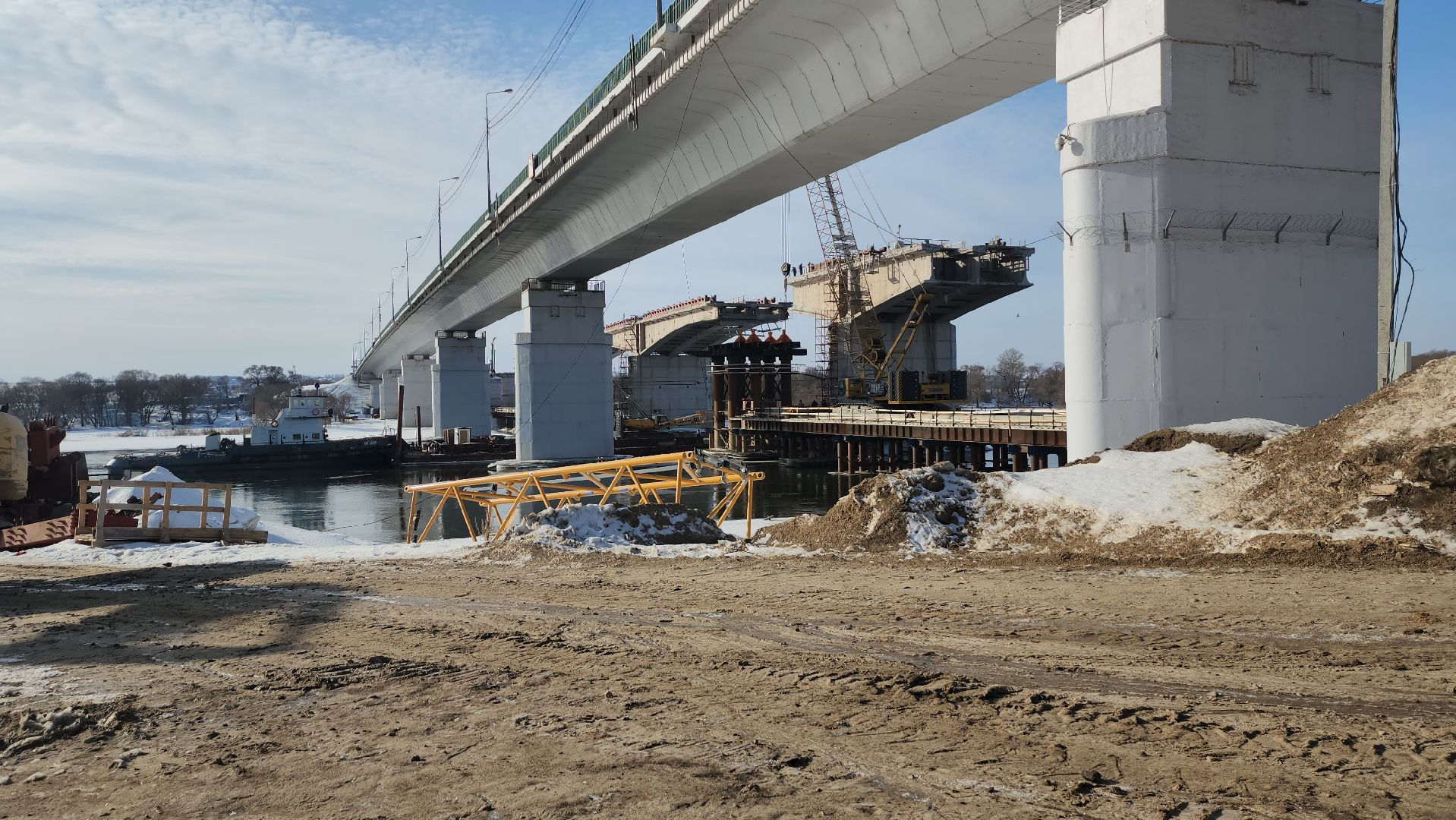 серпухов, федеральная трасса М2, река ока, мост через оку, строительство моста,