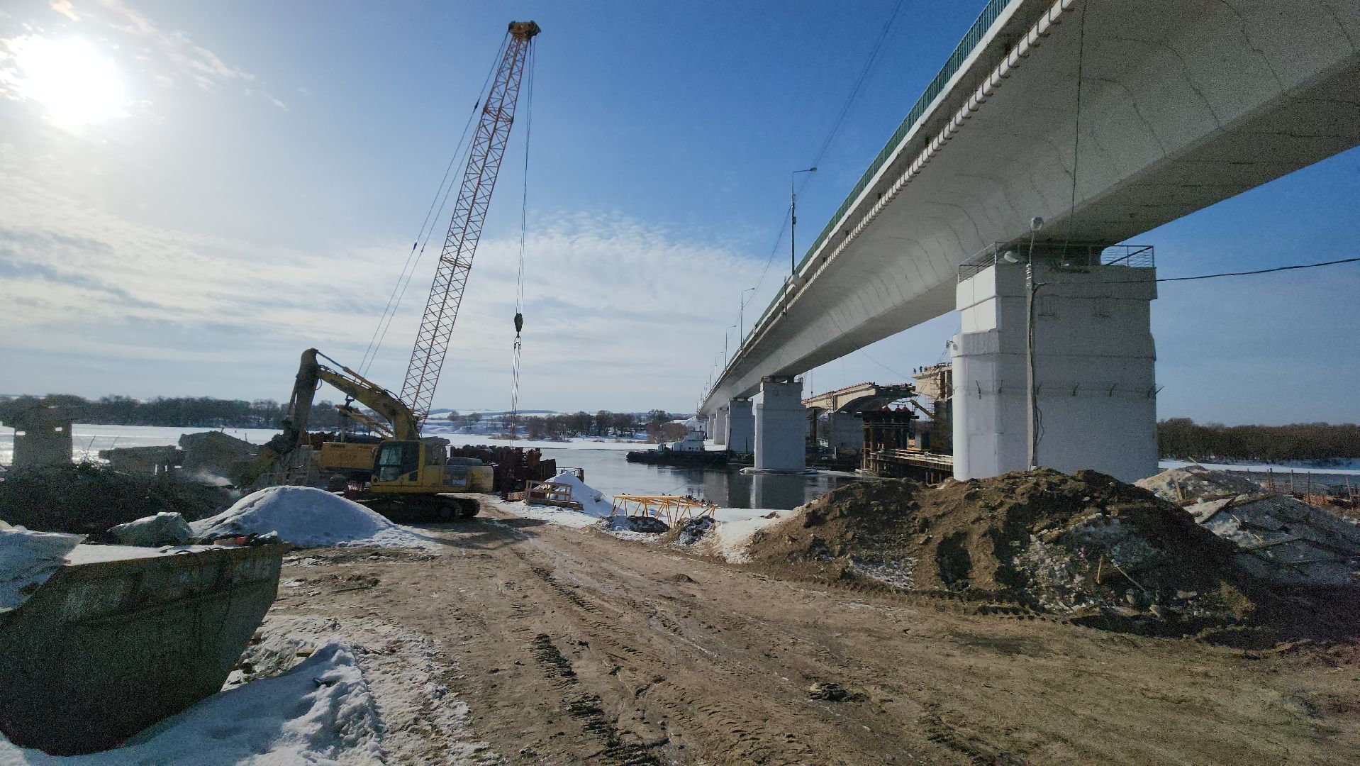 серпухов, федеральная трасса М2, река ока, мост через оку, строительство моста,