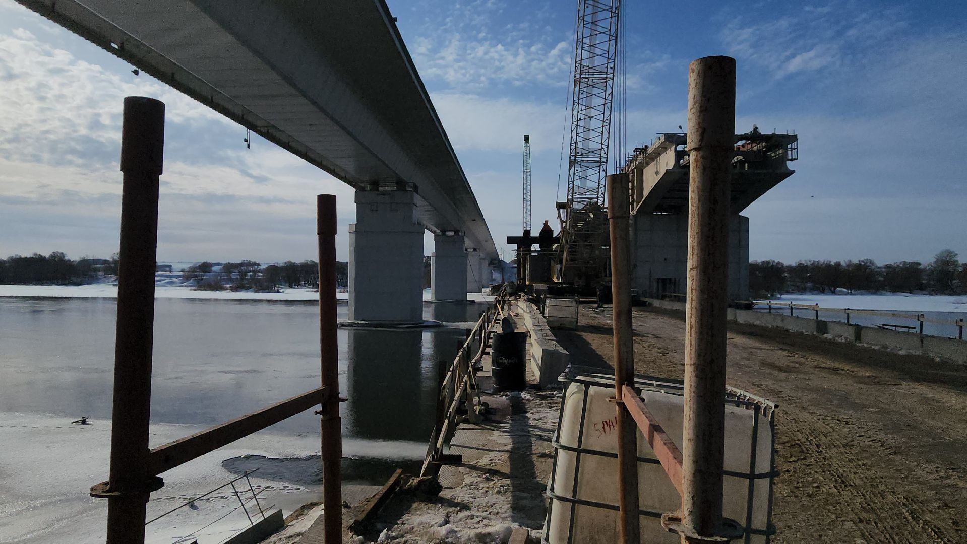 серпухов, река ока, мост через оку, весенний паводок, строительство моста, трасса М2,