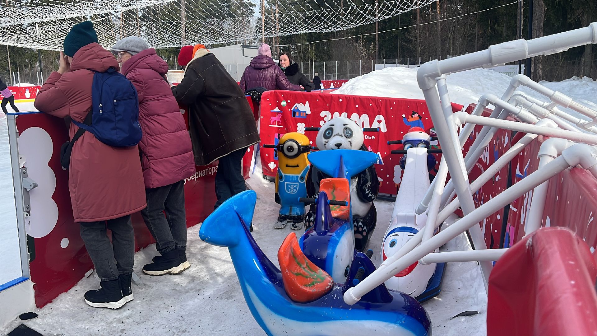 каток в парке, пестовский парк, балашиха, катание в парке,