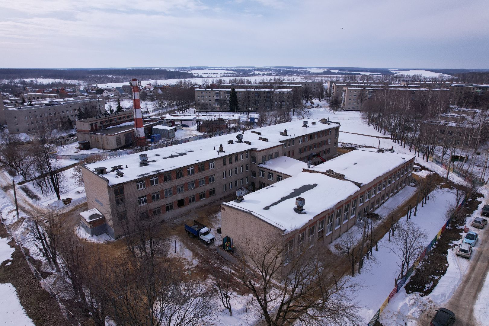 видео с коптера, школа, ремонт,
