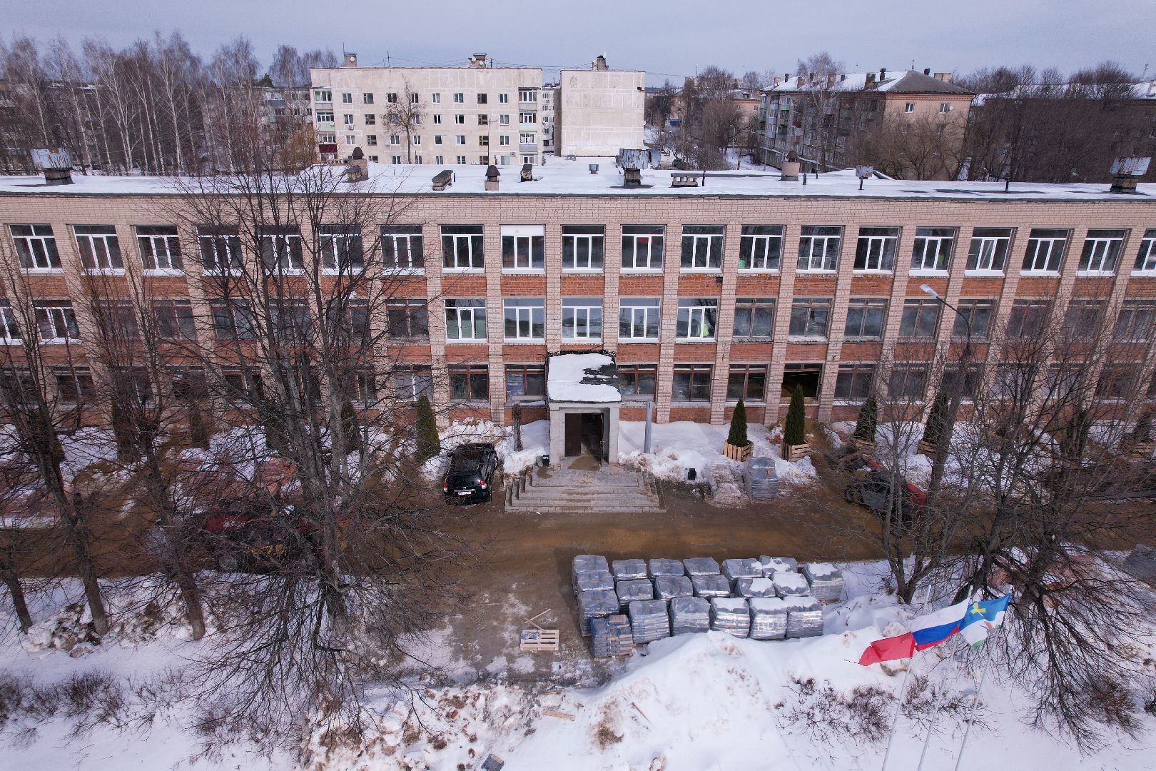 видео с коптера, школа, ремонт,