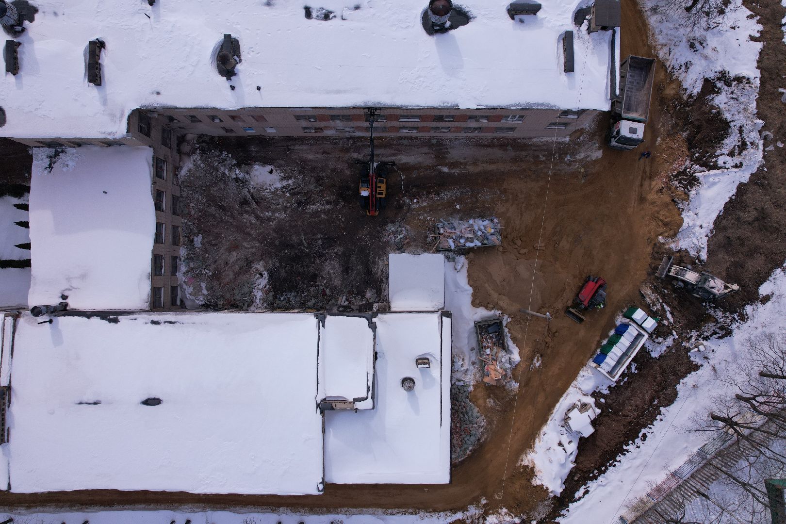 видео с коптера, школа, ремонт,