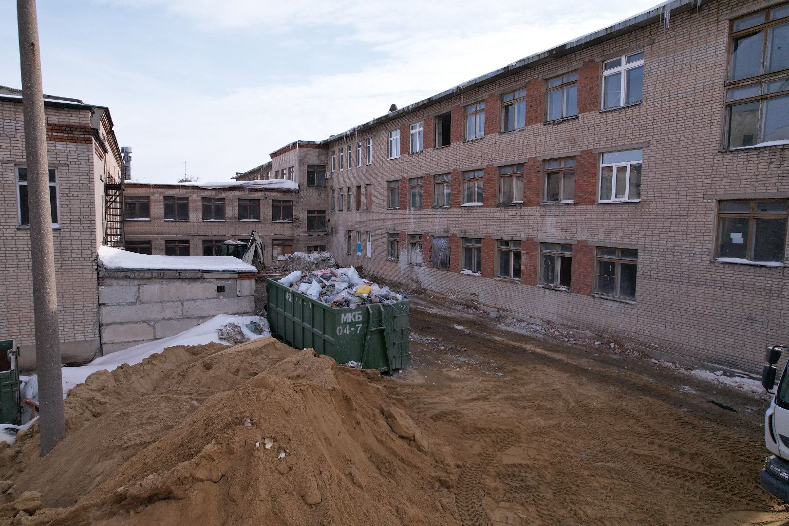 видео с коптера, школа, ремонт,