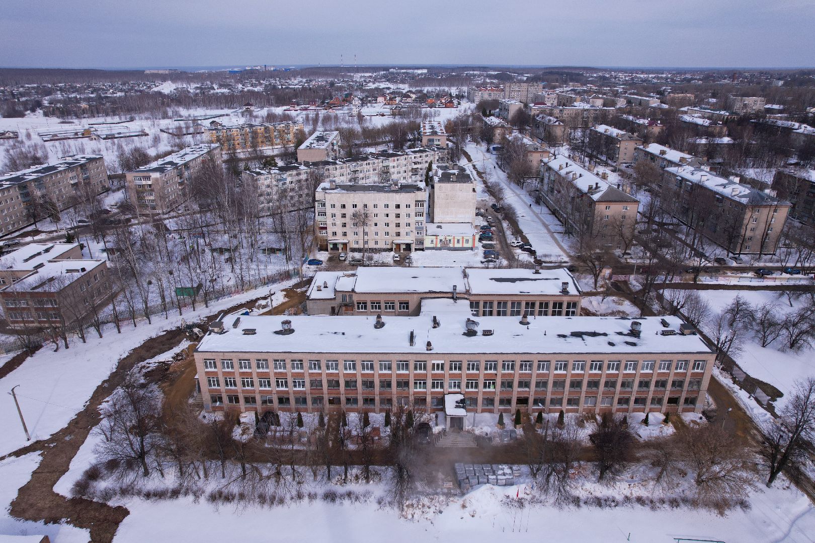 видео с коптера, школа, ремонт,