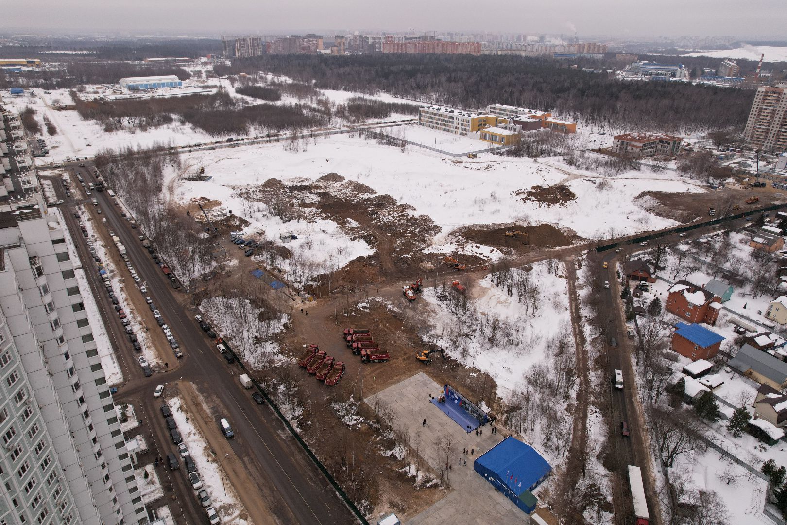 видео с коптера, больница, строительство,