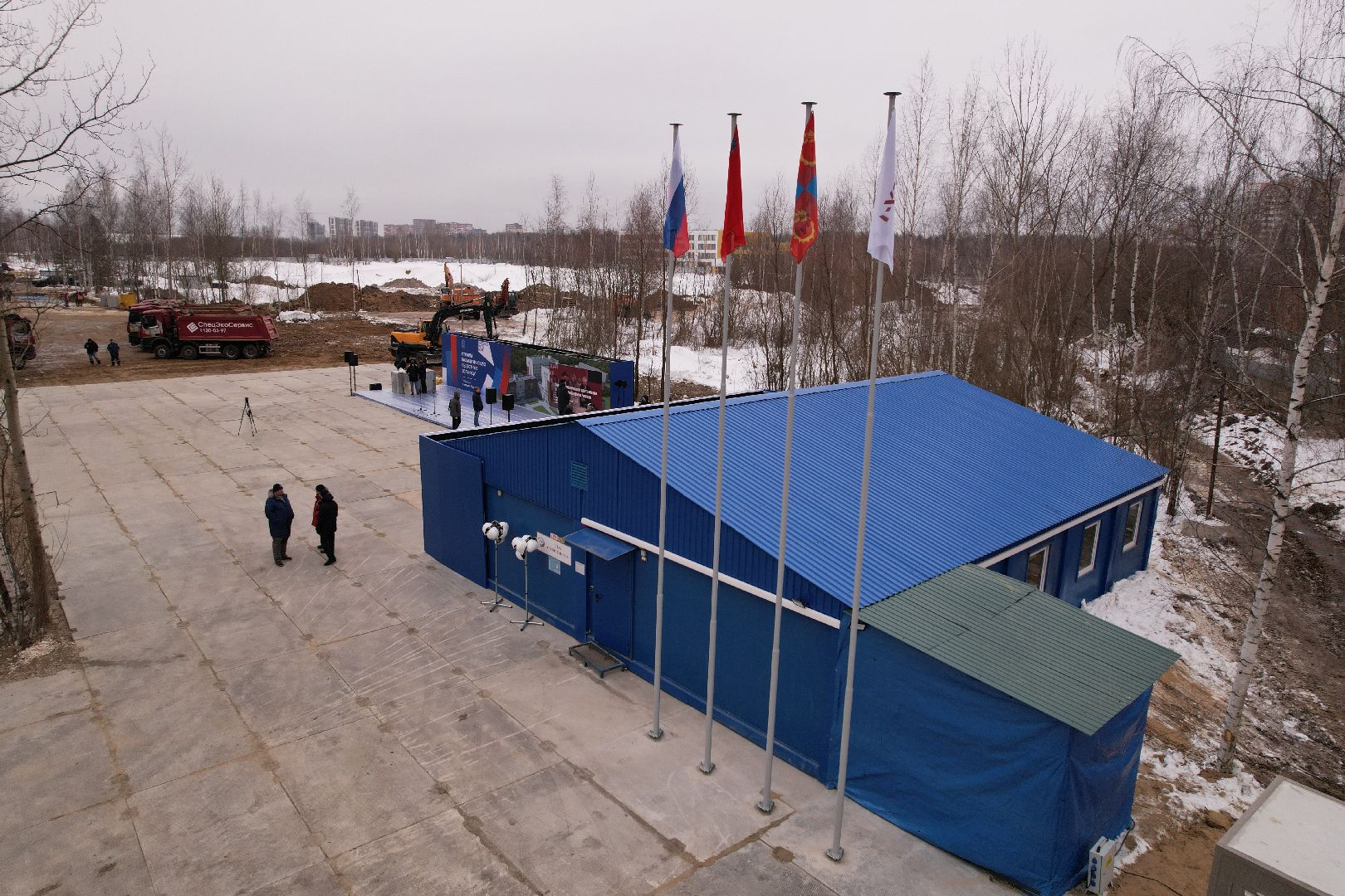 видео с коптера, больница, строительство,