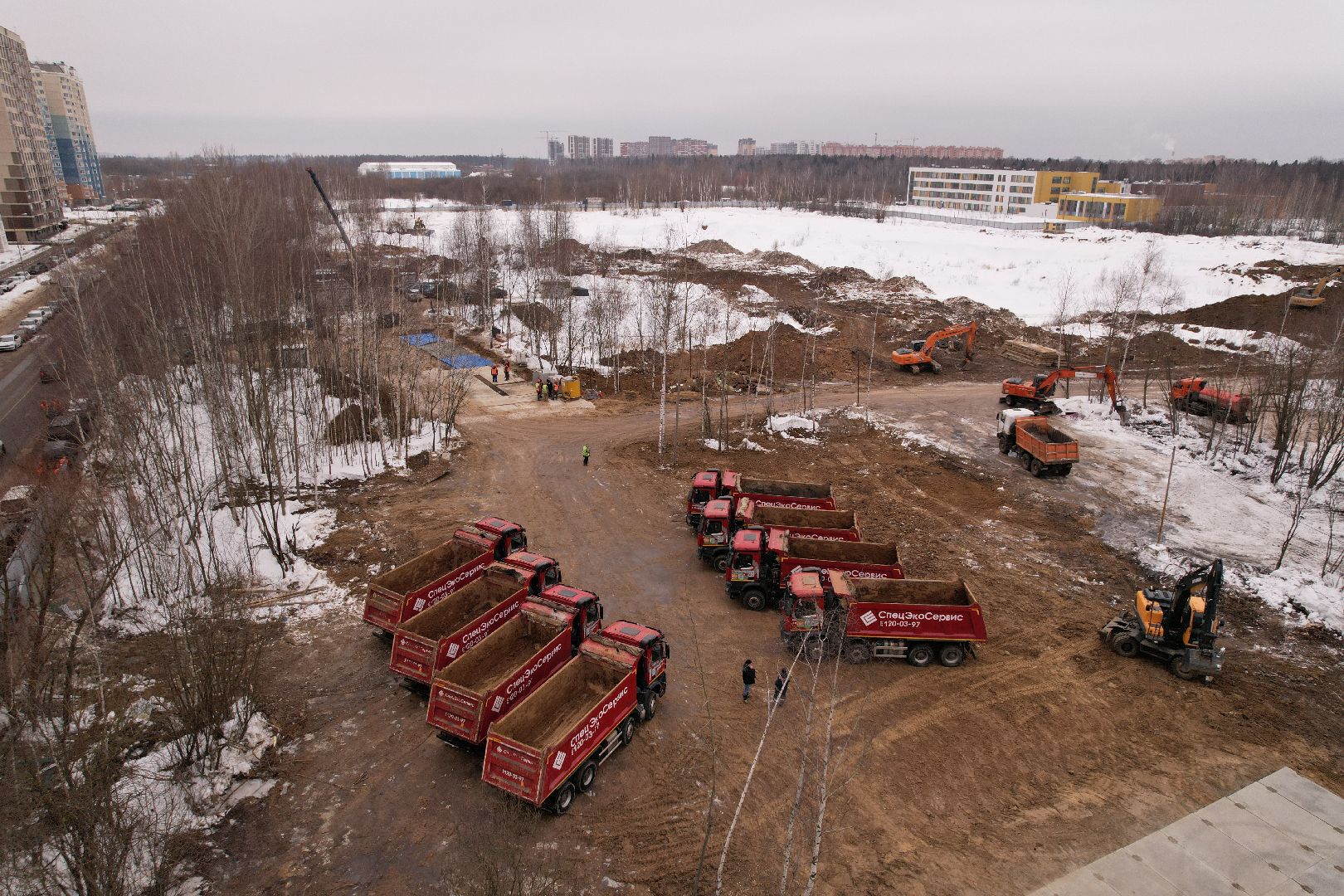 видео с коптера, больница, строительство,