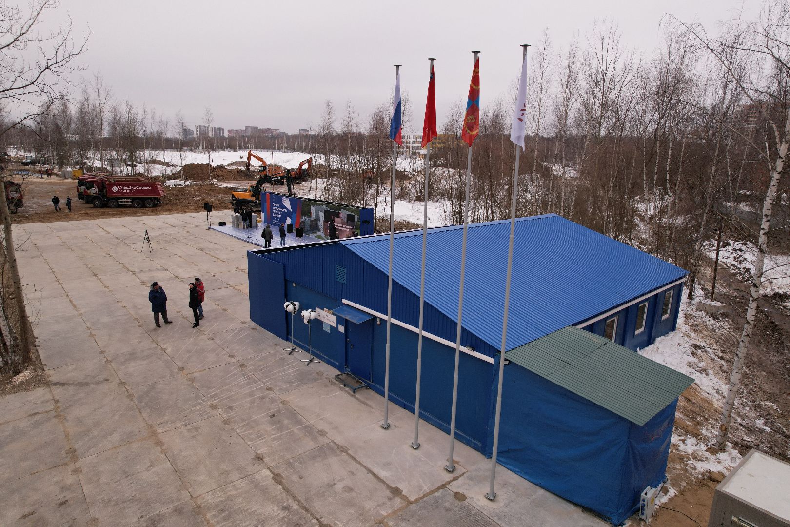 видео с коптера, больница, строительство,