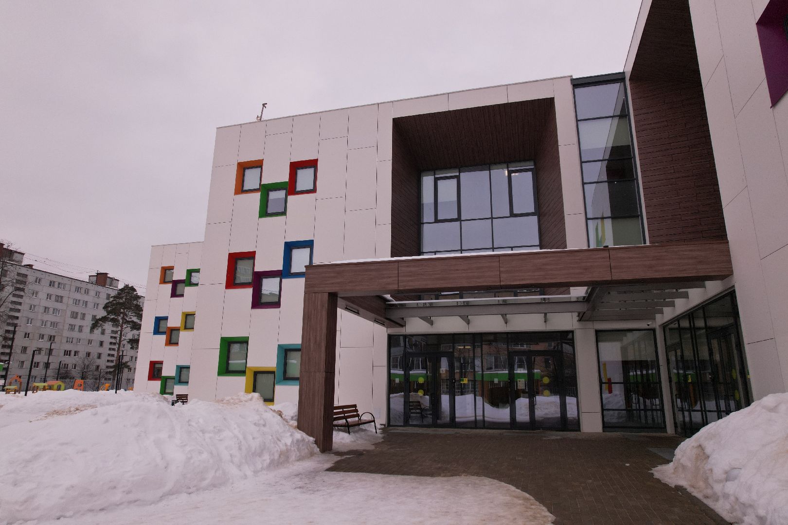 детские сады, видео с коптера, строительство,