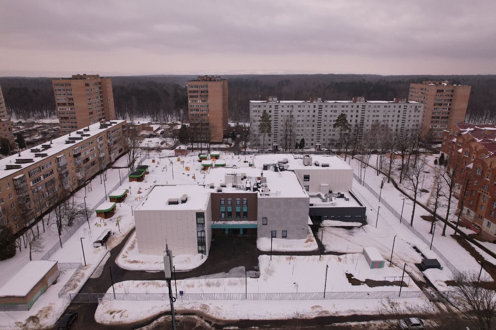 детские сады, видео с коптера, строительство,