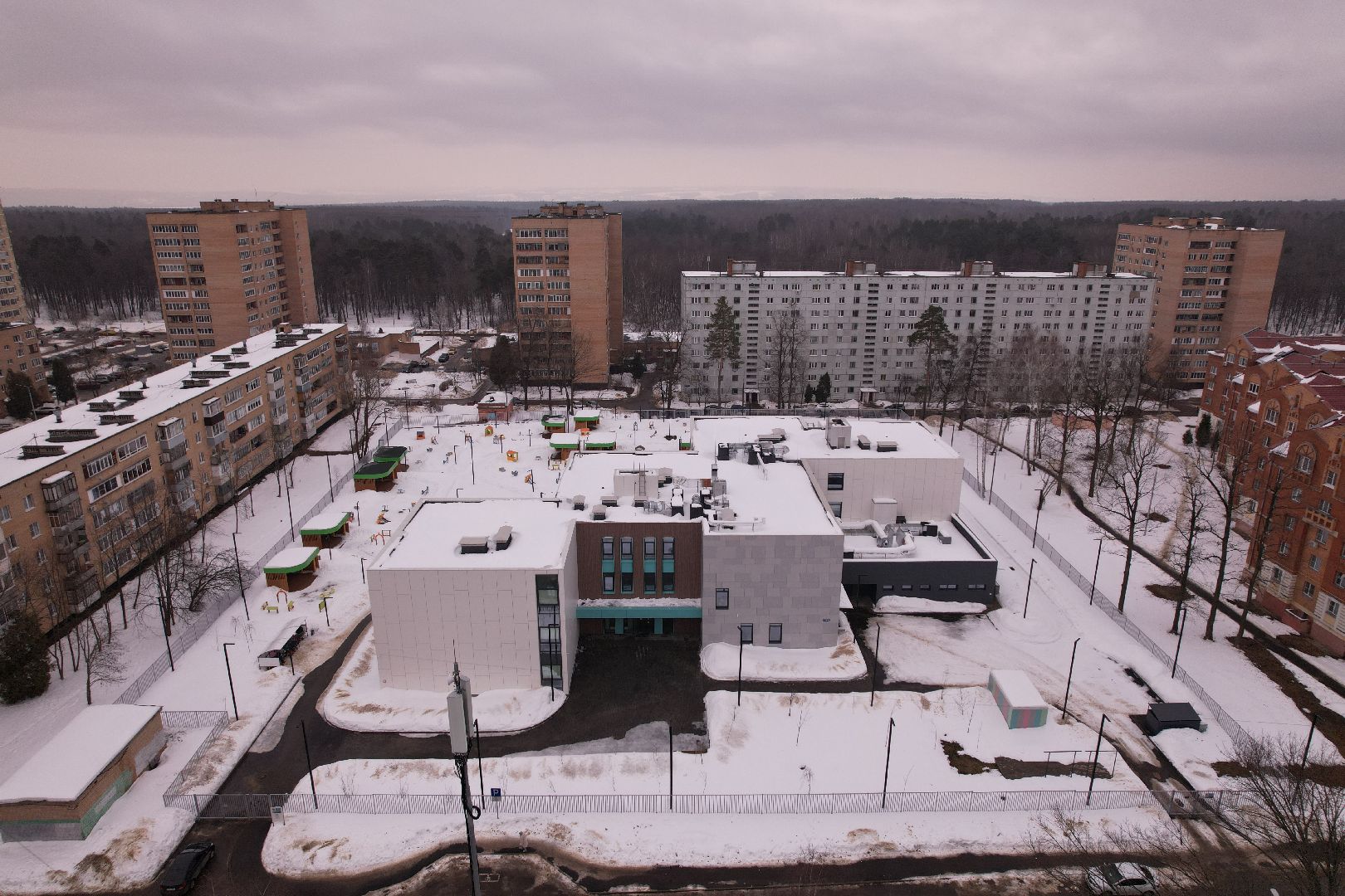 детские сады, видео с коптера, строительство,