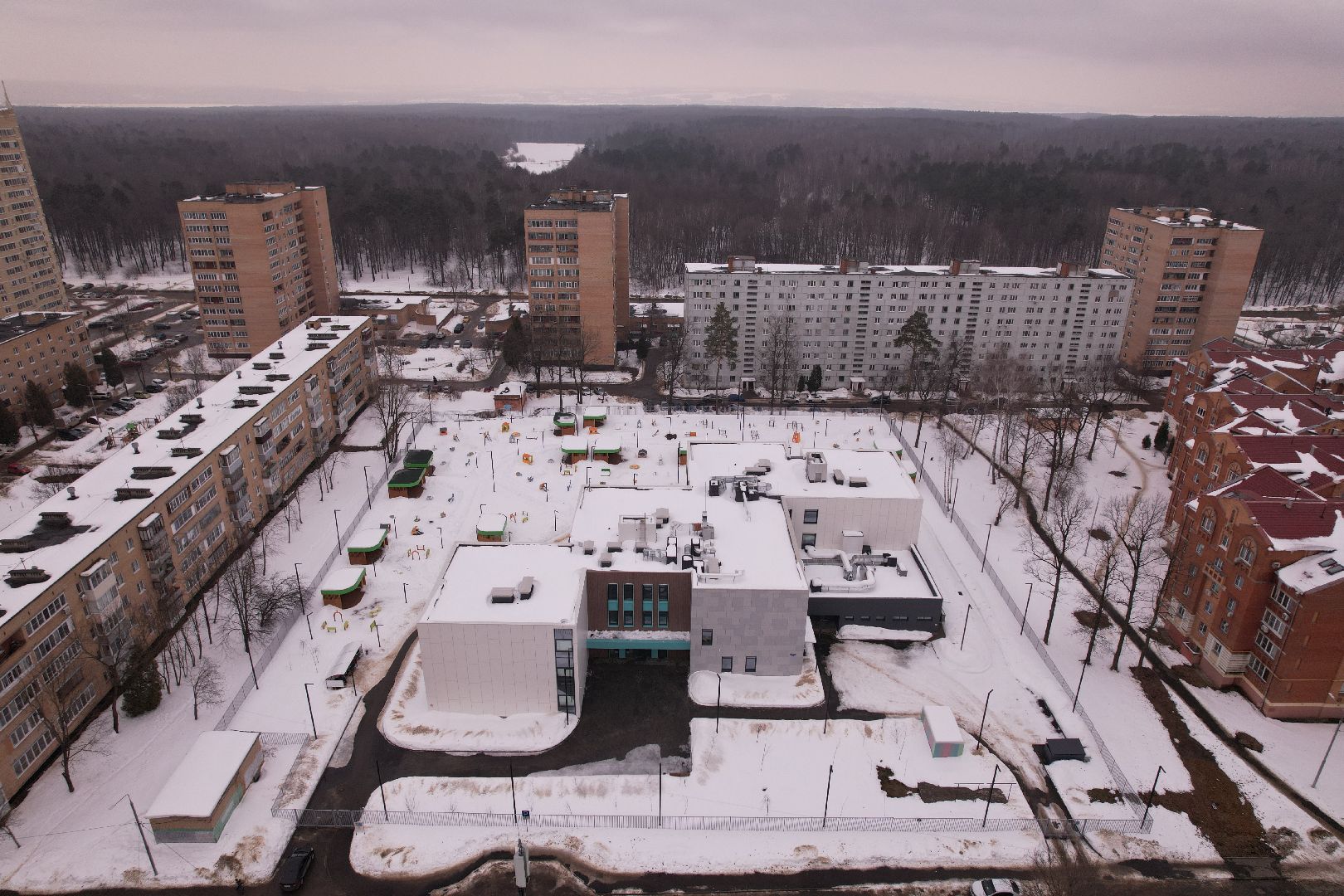 детские сады, видео с коптера, строительство,