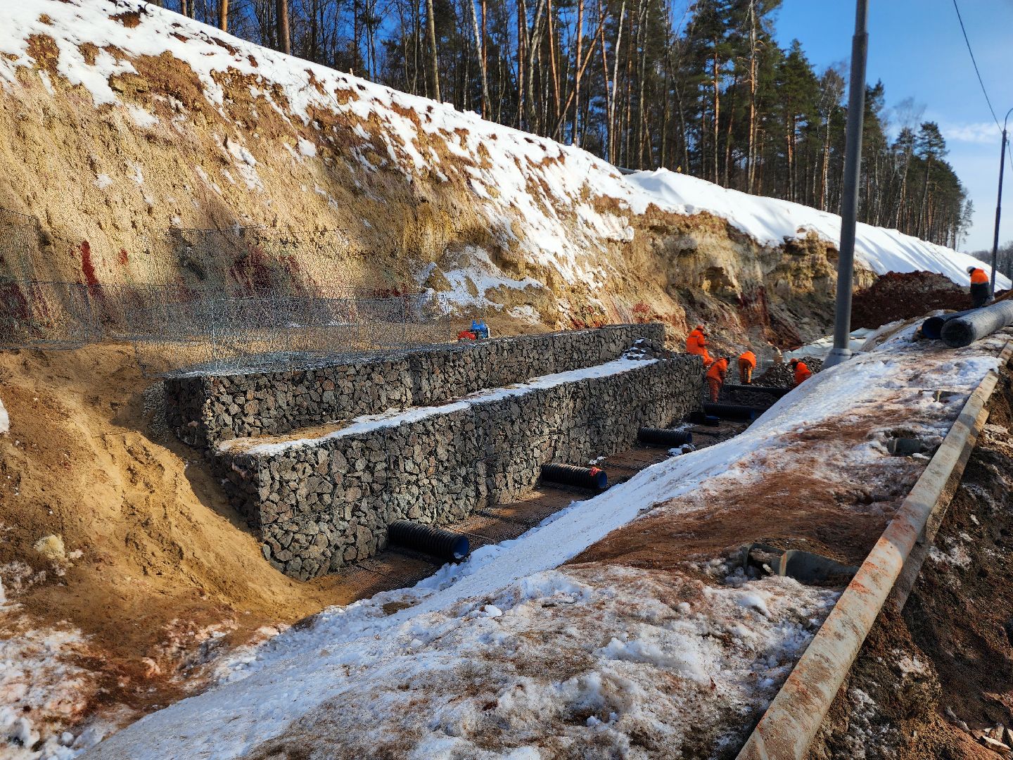 серпухов, строительство дорог, трасса А108, светофоры, габионы,